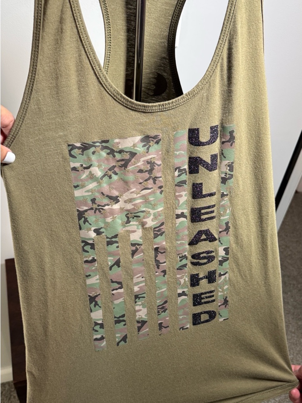 Olive Green Camo 'Unleashed' Muscle Tank